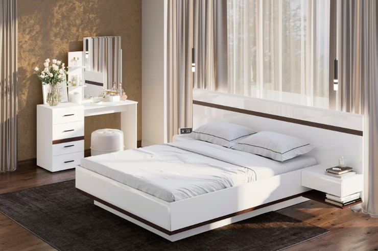 Гарнитур спальный Соло, белый/белый глянец/венге в Элисте - изображение