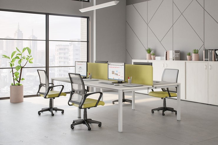 Набор мебели в офис Комфорт КФ (белый премиум) на белом металокаркасе в Элисте - изображение