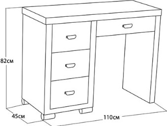 Косметический стол OrmaSoft 2, 4 ящика, левый, экокожа бежевая в Элисте - изображение 1