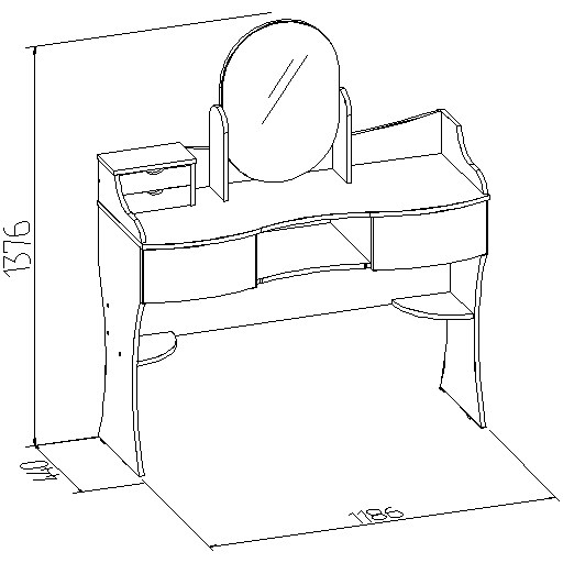 Стол туалетный Амели 15, Венге в Элисте - изображение 1