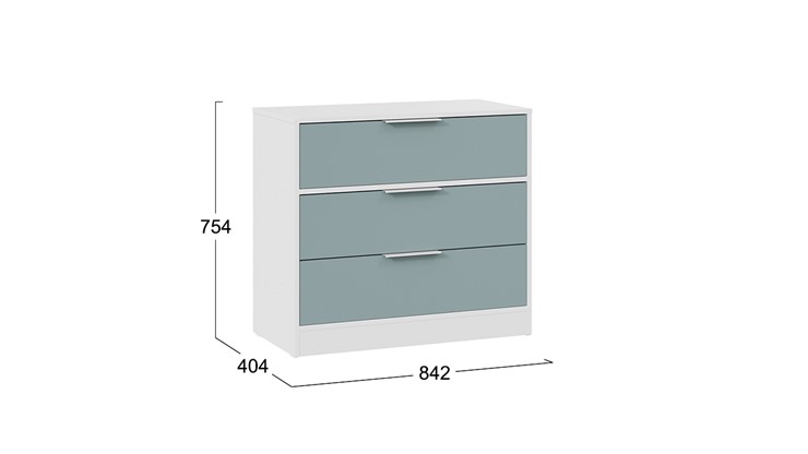 Комод с 3-я ящиками Марли (Белый/Серо-голубой) в Элисте - изображение 4