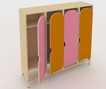 Распашной шкаф детский ШГС4 Беж + Розовый + Оранжевый в Элисте