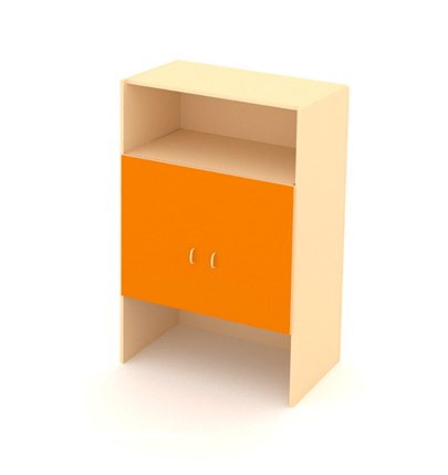 Детский 2-дверный шкаф ДШ-2 ЛДСП Беж+ Оранжевый в Элисте - изображение