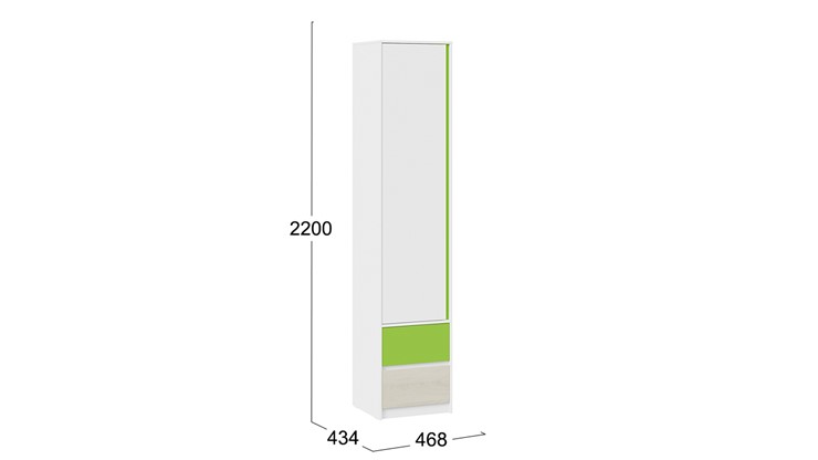 Распашной шкаф Сканди СМ-386.07.21-20 (Дуб Гарден, Белая, Зеленый) в Элисте - изображение 3