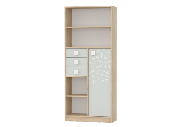 Детский шкаф-стеллаж с дверкой и ящиками Микки (6-9426) в Элисте - изображение
