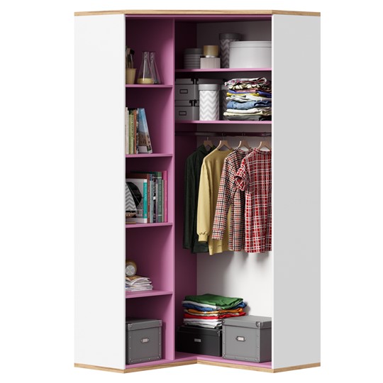 Угловой детский шкаф Урбан 528.060, белый/розовый в Элисте - изображение 4