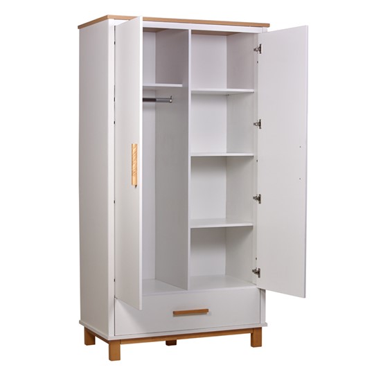 Двухдверный шкаф в детскую серия 3400 Polini kids Simple 3410, с 1 ящиком, белый-натуральный, серия 3400 в Элисте - изображение 3