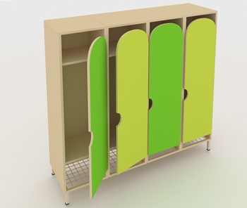 Распашной детский шкаф ШГС4 Беж + Зеленая мамба + Лайм в Элисте