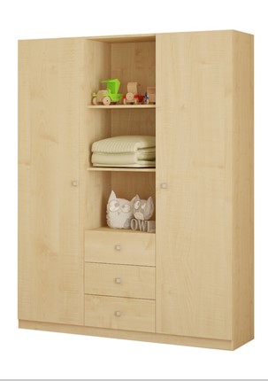 Шкаф с полками трехсекционный POLINI Kids Simple Натуральный в Элисте - изображение