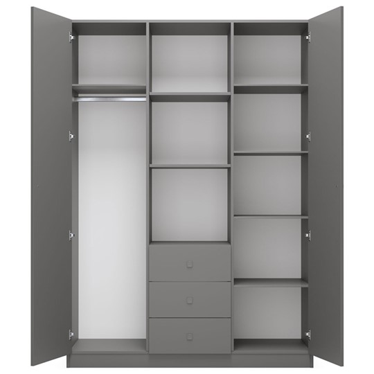 Многофункциональный шкаф трехсекционный POLINI Kids Simple Серый в Элисте - изображение 1