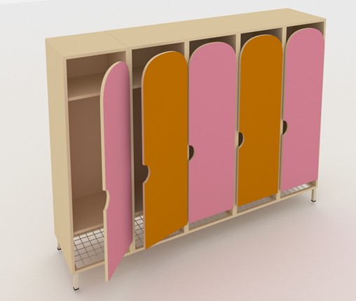 Шкаф детский распашной ШГС5 Беж +Оранжевый + Розовый в Элисте - изображение