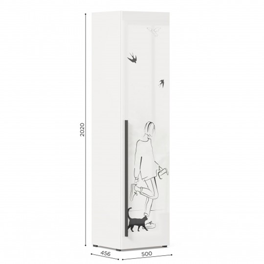 Шкаф одностворчатый Джоли Тип 1 ЛД 535.010, Серый шелк в Элисте - изображение 2