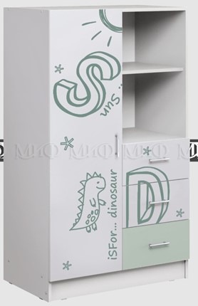 Детский распашной шкаф Алфавит (мята) Комбинированый в Элисте - изображение