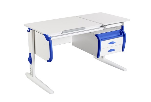 Растущий стол 1/75-40 (СУТ.25) + Tumba 3  белый/белый/Синий в Элисте - изображение