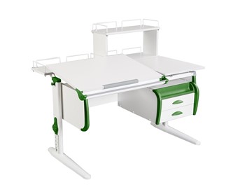 Детский стол-трансформер 1/75-40 (СУТ.25) + Tumba 3 + Polka_z 1/600 + Polka_zz 1/600 белый/белый/Зеленый в Элисте