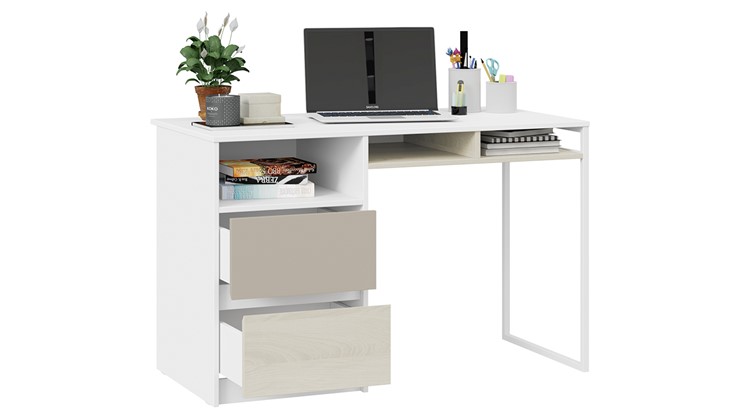 Письменный стол Сканди СМ-386.15.02-20 (Дуб Гарден, Белая, Глиняный серый) в Элисте - изображение 1
