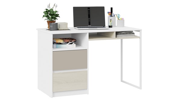 Письменный стол Сканди СМ-386.15.02-20 (Дуб Гарден, Белая, Глиняный серый) в Элисте - изображение