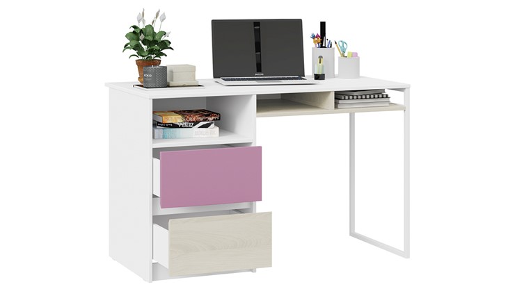Письменный стол Сканди СМ-386.15.02-20 (Дуб Гарден, Белая, Лиловый) в Элисте - изображение 1