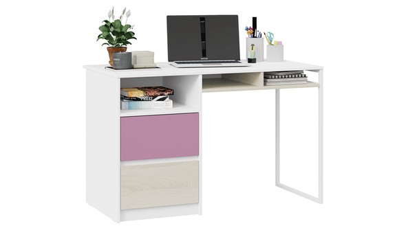 Письменный стол Сканди СМ-386.15.02-20 (Дуб Гарден, Белая, Лиловый) в Элисте - изображение