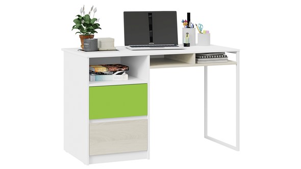 Детский письменный стол Сканди СМ-386.15.02-20 (Дуб Гарден, Белая, Зеленый) в Элисте - изображение