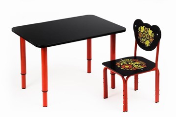 Растущий стол Кузя (Черный с росписью, красный) в Элисте - предосмотр 1