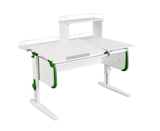 Детский стол-трансформер 1/75-40 (СУТ.25) + Polka_z 1/600 + Polka_zz 1/600 белый/белый/Зеленый в Элисте - изображение