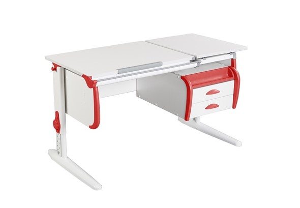 Детский стол-трансформер 1/75-40 (СУТ.25) + Tumba 3  белый/белый/Красный в Элисте - изображение