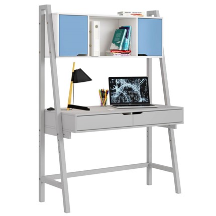 Стол с ящиками высокий POLINI Kids Mirum 1446 Серый / двери Голубые в Элисте - изображение