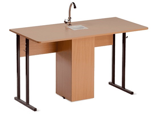 Детский стол 2-местный для кабинета химии Стандарт 5, Пластик Бук/Коричневый в Элисте - изображение
