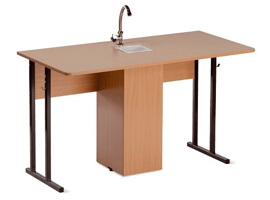 Детский стол 2-местный для кабинета химии Стандарт 6, Пластик Бук/Коричневый в Элисте - изображение