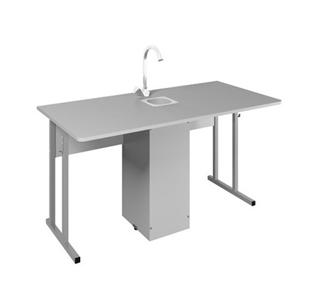 Детский стол 2-местный для кабинета химии Стандарт 6, Пластик Серый/Светло-серый в Элисте - изображение