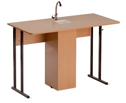 Детский стол 2-местный для кабинета химии Стандарт 7, Пластик Бук/Коричневый в Элисте - изображение