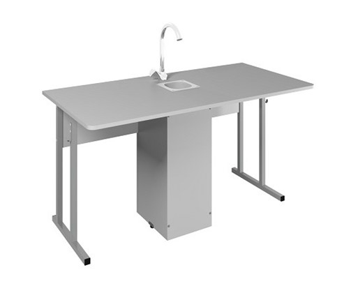 Детский стол 2-местный для кабинета химии Стандарт 7, Пластик Серый/Светло-серый в Элисте - изображение