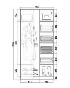Шкаф 2400х1103, ХИТ У-24-4-66-09, орнамент, 2 зеркалами, Дуб Сонома в Элисте - предосмотр 2