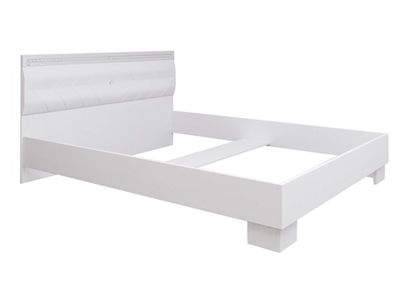 Кровать Гертруда, М8, 160х200 Экокожа с пуговицами без основания, белая лиственница/ясень жемчужный в Элисте - изображение