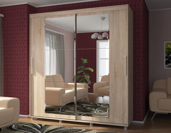 Шкаф 2-х дверный Комфорт №12 2.0 с прямоугольными зеркалами в Элисте - изображение