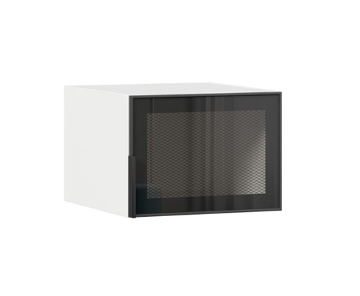 Антресоль одностворчатая Норд 677.370 со стеклом, Белый/черный в Элисте - изображение