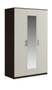Шкаф 3 двери Светлана, с зеркалом, венге/дуб молочный в Элисте - предосмотр