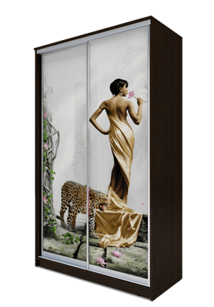 Шкаф-купе 2-х створчатый 2200х1200х420, Девушка с леопардом ХИТ 22-4-12-77-03 Венге Аруба в Элисте - изображение