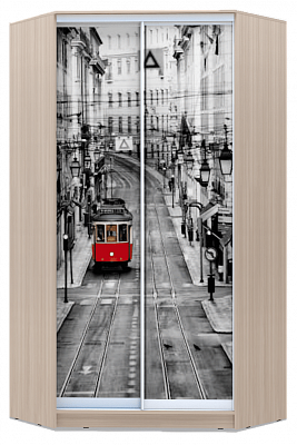 Угловой шкаф 2300х1103, ХИТ У-23-4-77-01, Лондон трамвай, шимо светлый в Элисте - изображение