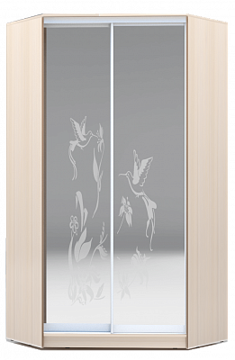 Шкаф угловой 2300х1103, ХИТ У-23-4-66-03, колибри, 2 зеркала, дуб млечный в Элисте - изображение
