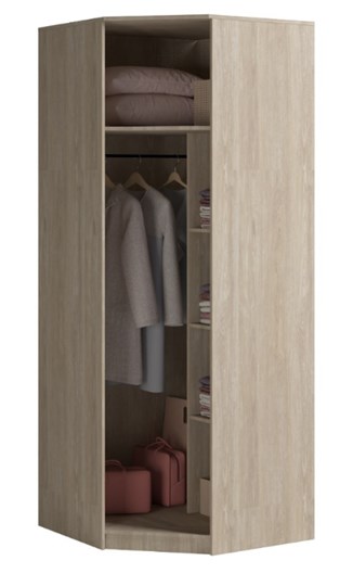 Распашной шкаф угловой Светлана, с зеркалом, белый/дуб сонома в Элисте - изображение 1