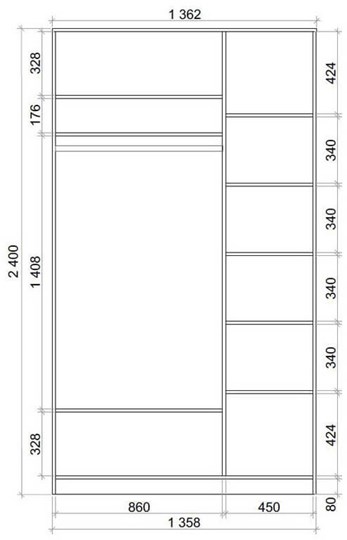 Шкаф-купе ХИТ 24-14-15 Серая структура в Элисте - изображение 2