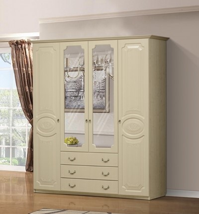 Шкаф распашной Ивушка-5 4-х створчатый с ящиками, цвет Дуб беленый в Элисте - изображение