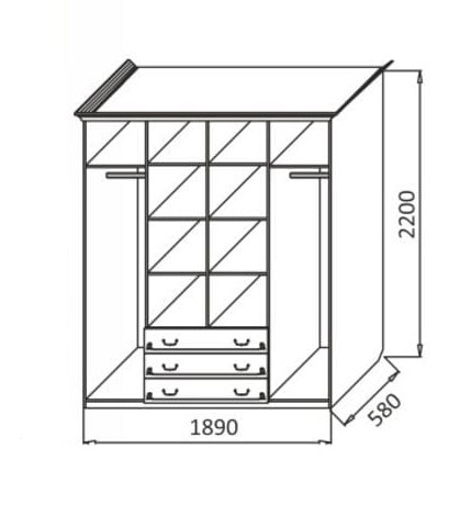Шкаф распашной Ивушка-5 4-х створчатый с ящиками, цвет Дуб беленый в Элисте - изображение 1