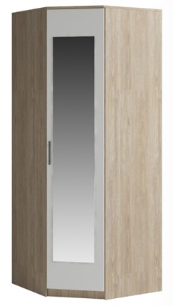Распашной шкаф угловой Светлана, с зеркалом, белый/дуб сонома в Элисте - изображение