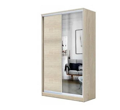 Шкаф 2-х дверный 2400х1200х620 с одним зеркалом ХИТ 24-12/2-15 Дуб Сонома в Элисте - изображение