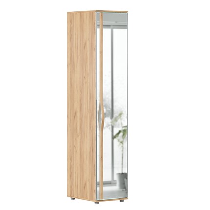 Шкаф одностворчатый зеркальный Марта-2 Дуб золотой/Белый глянец ЛД 406.030 в Элисте - изображение