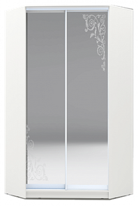 Шкаф 2400х1103, ХИТ У-24-4-66-09, орнамент, 2 зеркалами, белая шагрень в Элисте
