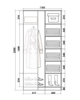 Шкаф-купе угловой 2300х1103, ХИТ У-23-4-66-01, цапля, 2 зеркала, Дуб Сонома в Элисте - изображение 2